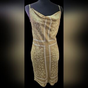 Elegant Gold Patterned Dress With Adjustable Straps